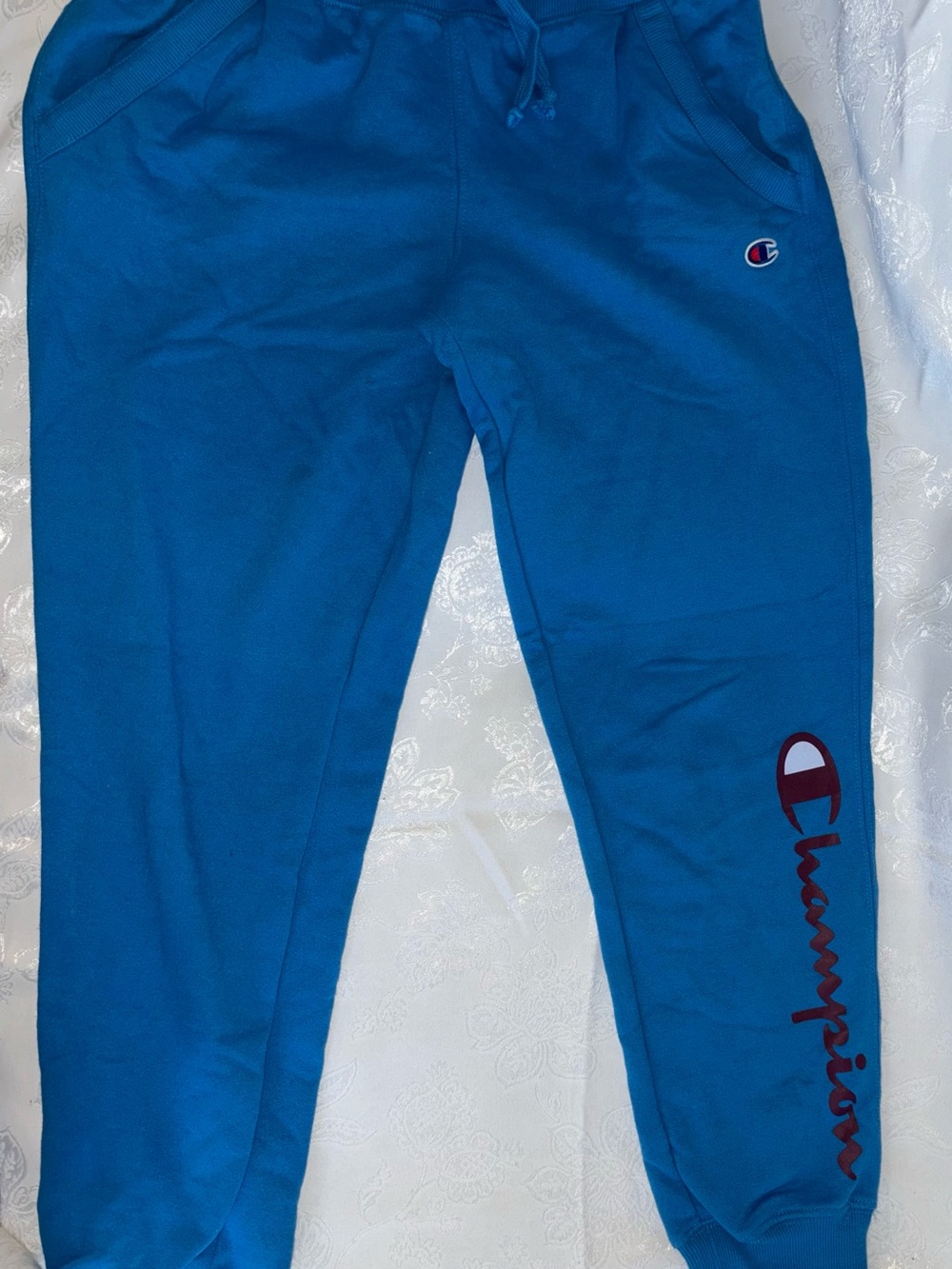 Woman Champion Blue Jogger Sweatpants Size S Logo Graphic